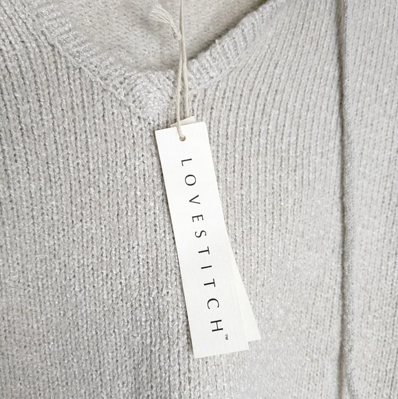 NWT Lovestitch Small Cream Cozy Hooded Pullover Sweater - Picture 2 of 10